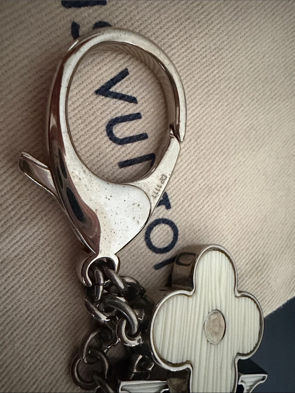 Louis Vuitton Cream and Silver Monogram Flower Key Holder